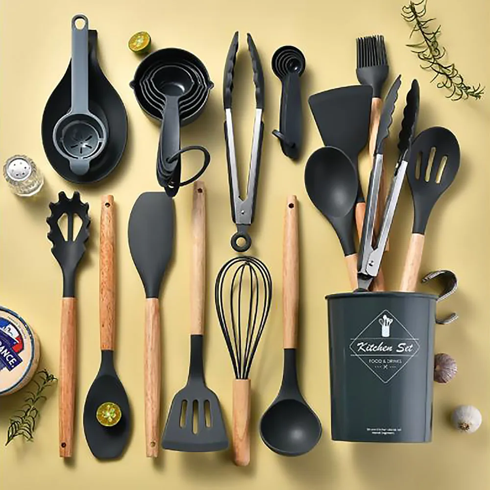 Hi Tech Kitchen Accessories - طقم أواني سيليكون غير لاصقة ،